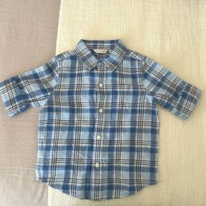 Baby boy blue plaid button down shirt